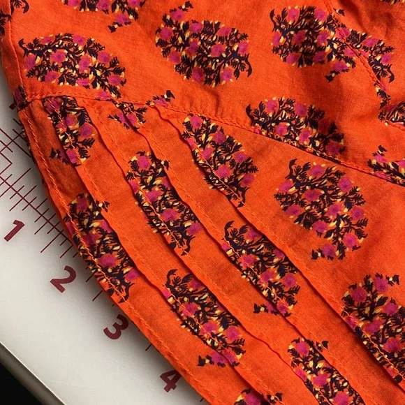 TORY BURCH "Evelina" 100% Cotton Floral Peasant Long SLV Boho/Office Tunic Top 2 - Picture 8 of 16